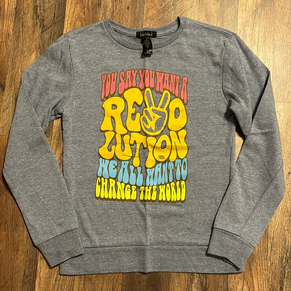 Blended Gray Sweatshirt Beatles inspired